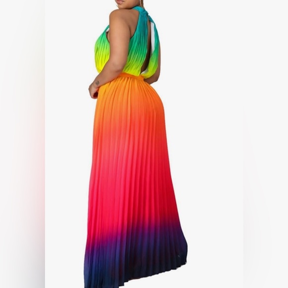 Rainbow Maxi Dress Sz XL - Picture 2 of 3